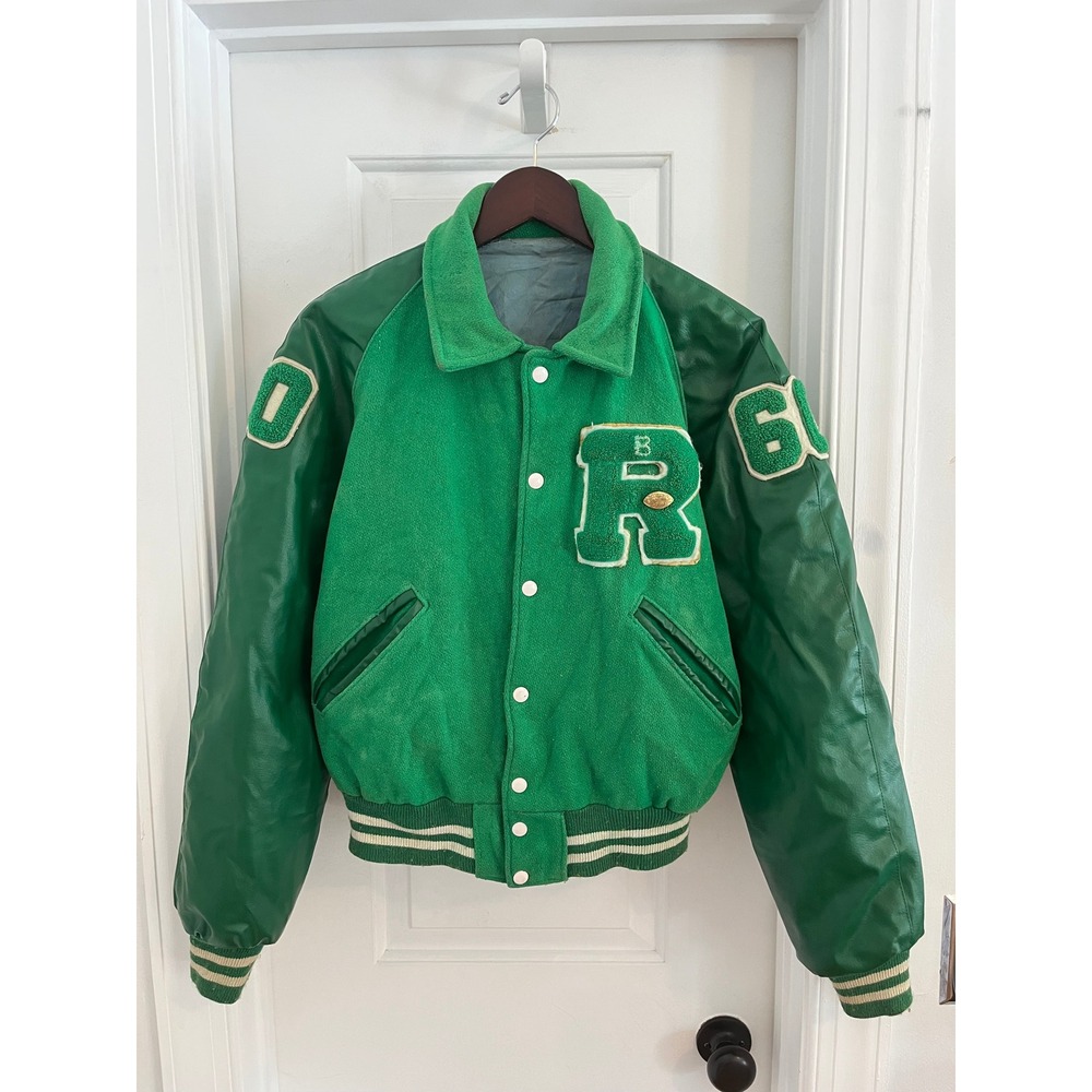 Vintage Green Varsity Letterman Jacket